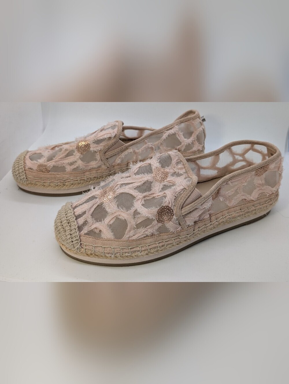 Botkier Blush/Floral Mesh & Sequin Espadrille Slip-Ons Size 8M - Picture 2 of 13